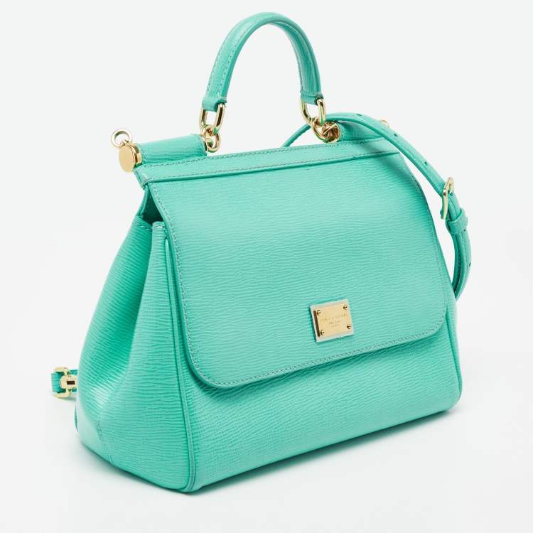 مملوكة مسبقًا Dolce & Gabbana Green Leather Medium Miss Sicily Top Handle Bag