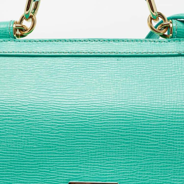 مملوكة مسبقًا Dolce & Gabbana Green Leather Medium Miss Sicily Top Handle Bag
