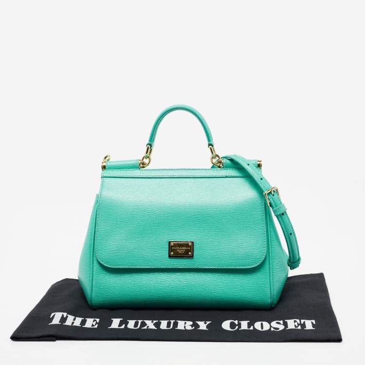 مملوكة مسبقًا Dolce & Gabbana Green Leather Medium Miss Sicily Top Handle Bag