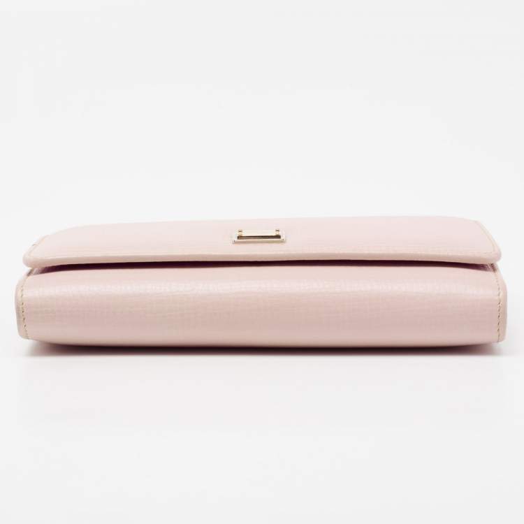 Pre Owned Dolce & Gabbana Light Pink/Red Leather Miss Sicily Von Wallet on Chain