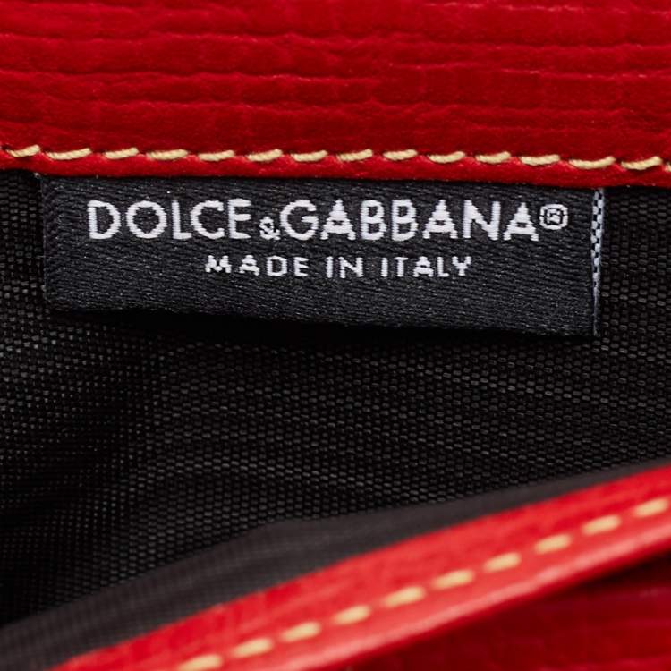 Pre Owned Dolce & Gabbana Light Pink/Red Leather Miss Sicily Von Wallet on Chain