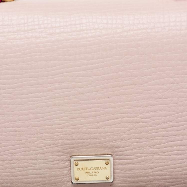 Pre Owned Dolce & Gabbana Light Pink/Red Leather Miss Sicily Von Wallet on Chain