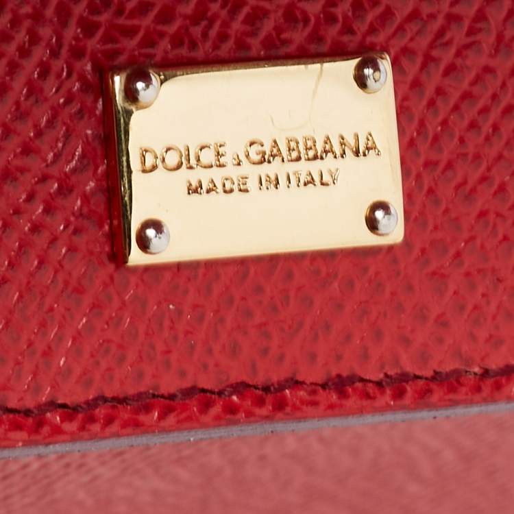 Pre Owned Dolce & Gabbana Red Leather Medium Miss Sicily Top Handle Bag