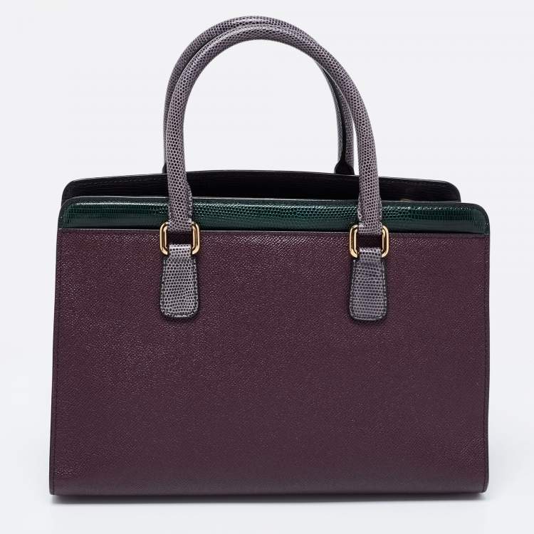 Pre Owned Dolce & Gabbana Multicolor Leather And Lizard Embossed Leather Tote