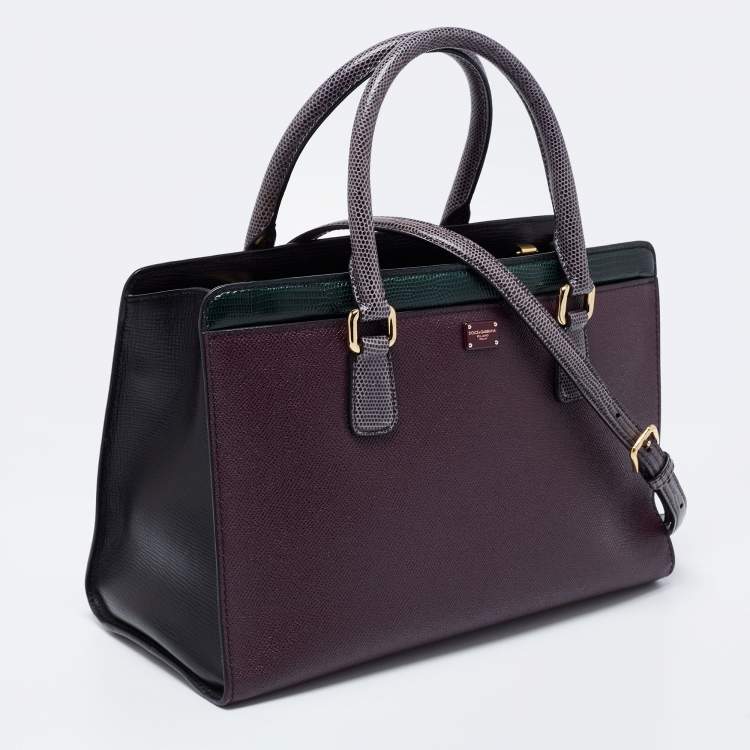 Pre Owned Dolce & Gabbana Multicolor Leather And Lizard Embossed Leather Tote