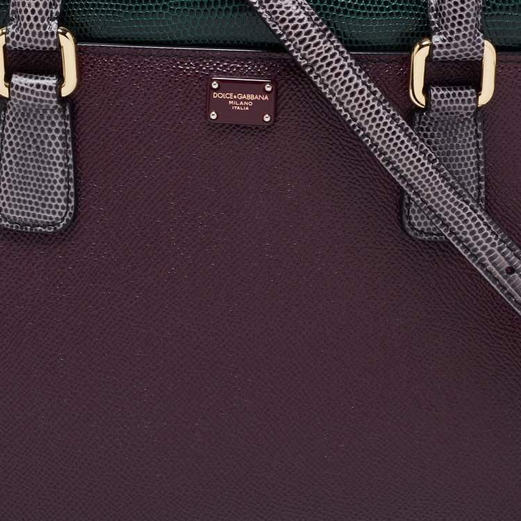 Pre Owned Dolce & Gabbana Multicolor Leather And Lizard Embossed Leather Tote