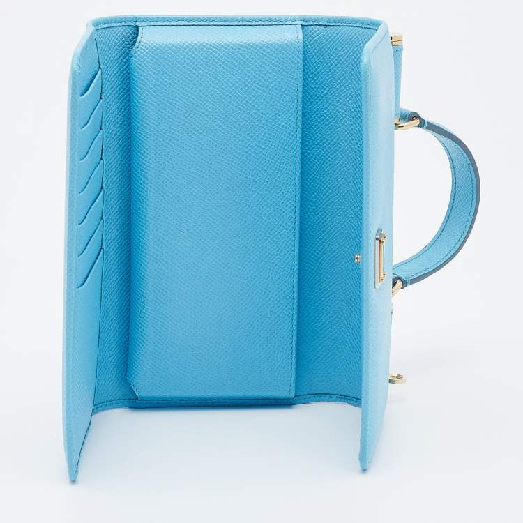 مملوكة مسبقًا Dolce & Gabbana Blue Leather Miss Sicily Von Wallet on Chain