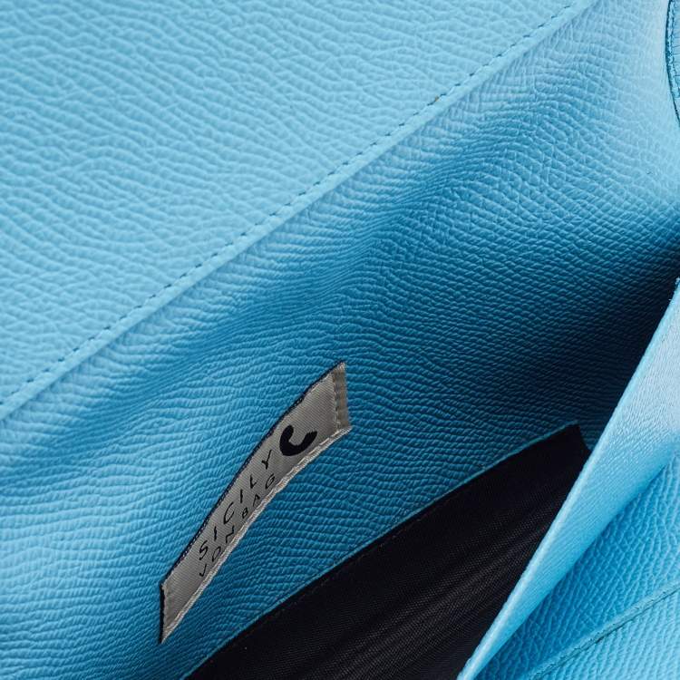 مملوكة مسبقًا Dolce & Gabbana Blue Leather Miss Sicily Von Wallet on Chain