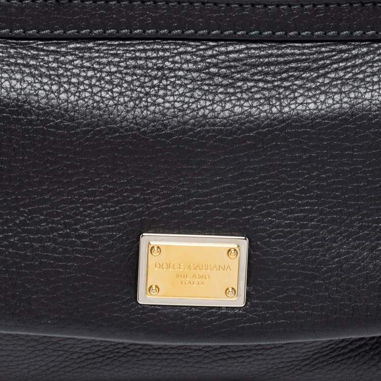 Pre Owned Dolce and Gabbana Black Leather Mini Miss Sicily Top Handle Bag