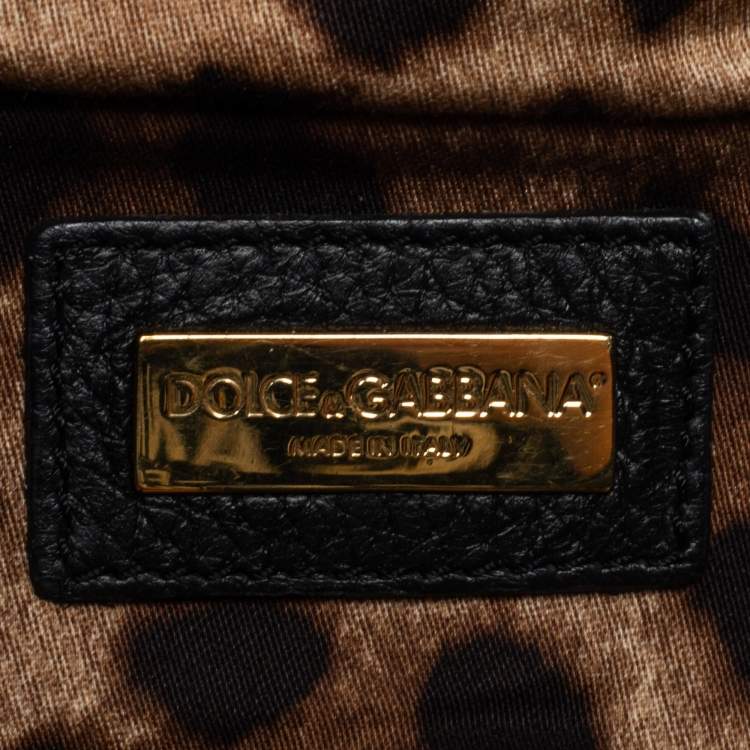 Pre Owned Dolce and Gabbana Black Leather Mini Miss Sicily Top Handle Bag