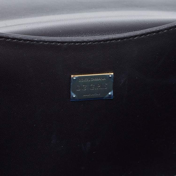 Pre Owned Dolce & Gabbana Black Leather DG Girls Shoulder Bag