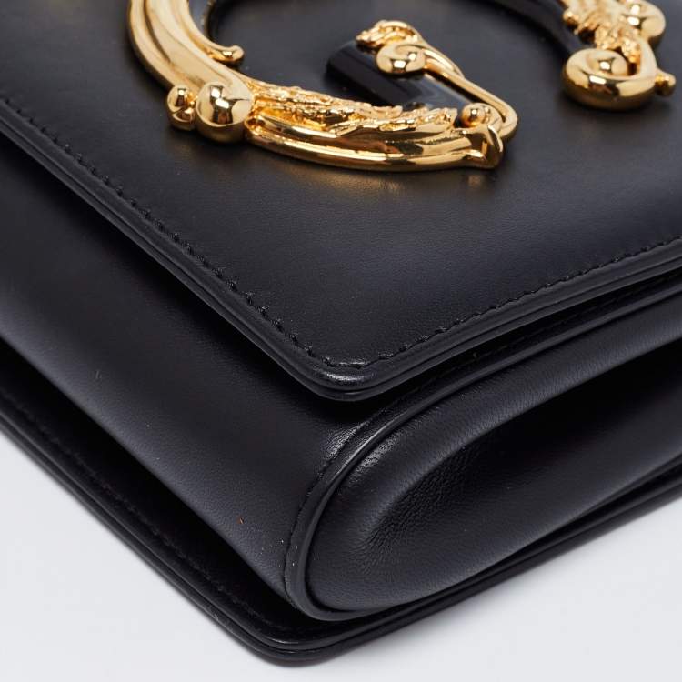 Pre Owned Dolce & Gabbana Black Leather DG Girls Shoulder Bag