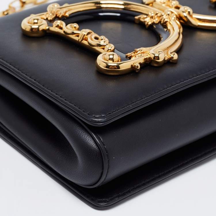 Pre Owned Dolce & Gabbana Black Leather DG Girls Shoulder Bag
