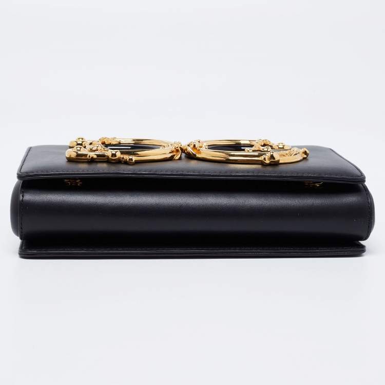 Pre Owned Dolce & Gabbana Black Leather DG Girls Shoulder Bag