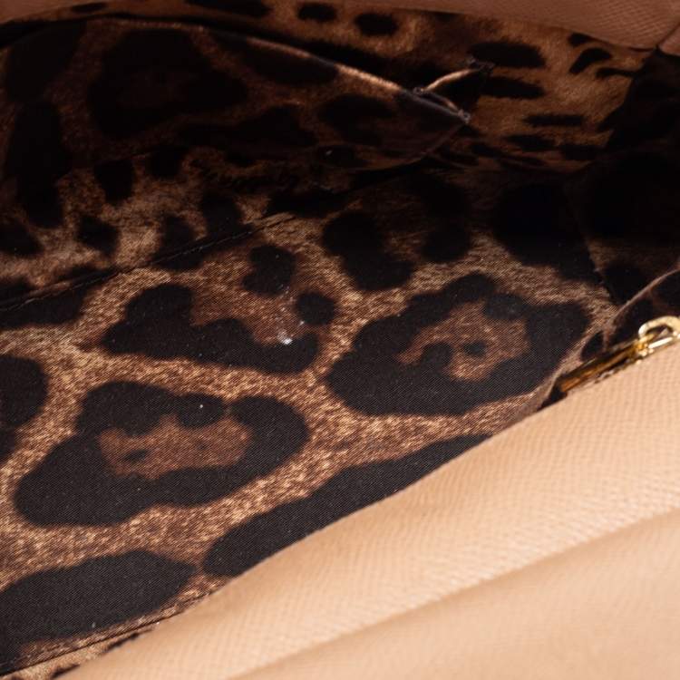 Pre Owned Dolce & Gabbana Beige Leather Medium Miss Sicily Top Handle Bag