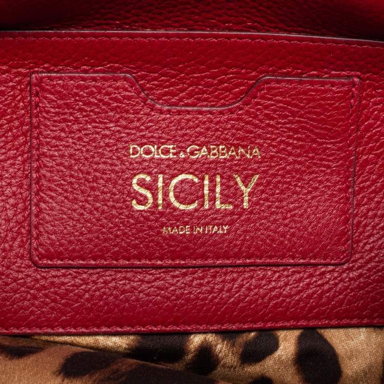 Pre Owned Dolce & Gabbana Red Leather Sicily Backpack
