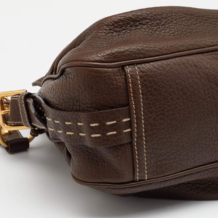 Pre Owned Dolce & Gabbana Brown Leather Flap Shoulder Bag