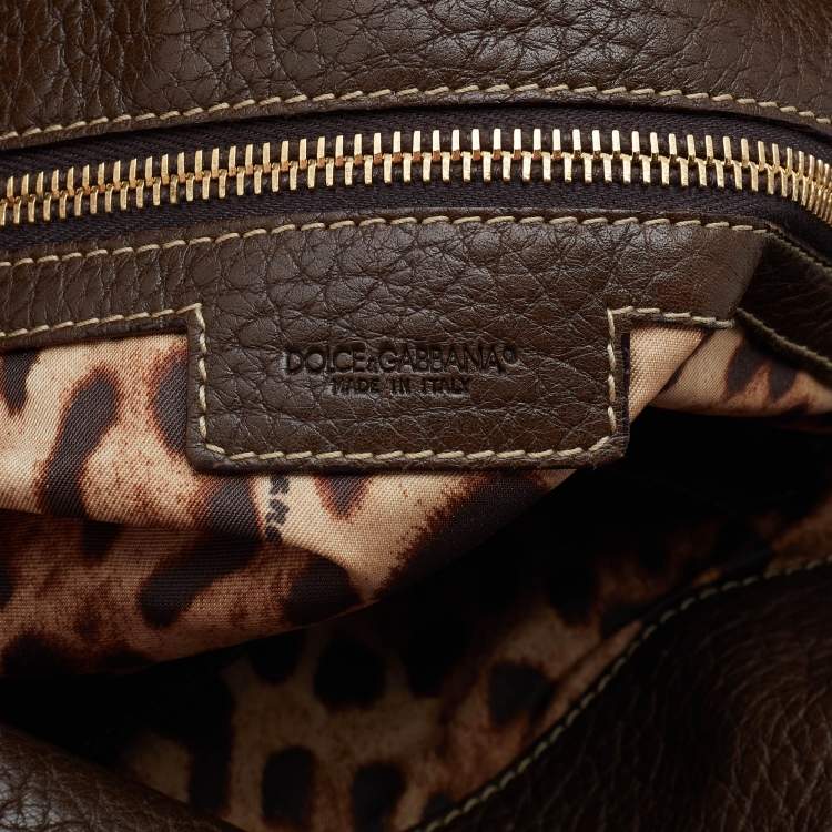 Pre Owned Dolce & Gabbana Brown Leather Flap Shoulder Bag