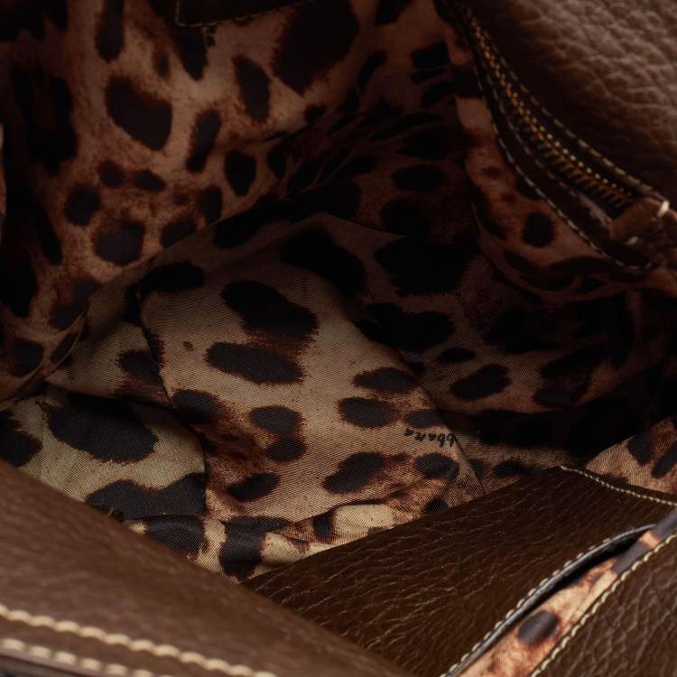 Pre Owned Dolce & Gabbana Brown Leather Flap Shoulder Bag