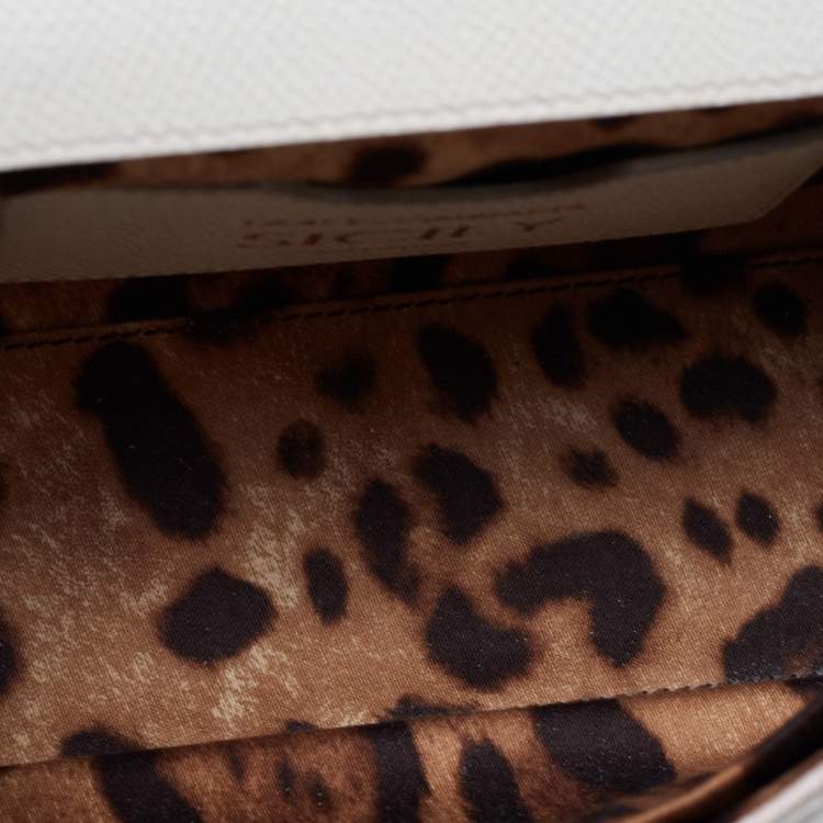 Pre Owned Dolce & Gabbana White Leather Small Miss Sicily Top Handle Bag