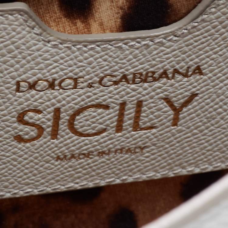 Pre Owned Dolce & Gabbana White Leather Small Miss Sicily Top Handle Bag
