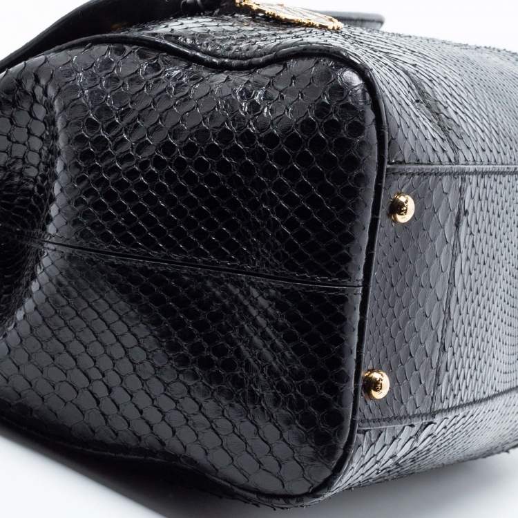 Pre Owned Dolce & Gabbana Black Python Large Miss Sicily Top Handle Bag