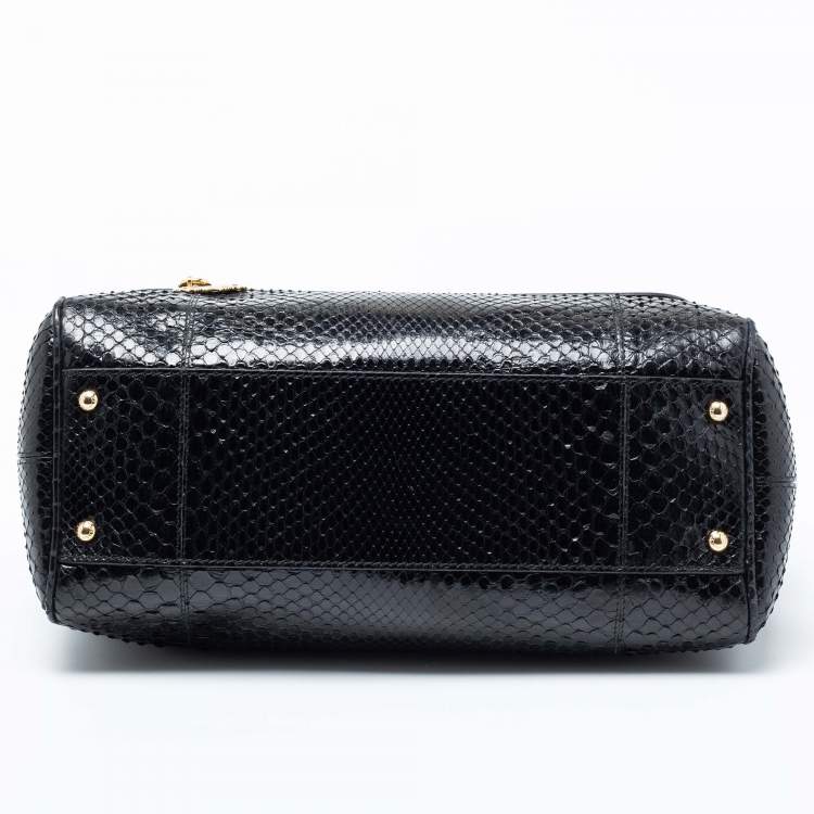 Pre Owned Dolce & Gabbana Black Python Large Miss Sicily Top Handle Bag