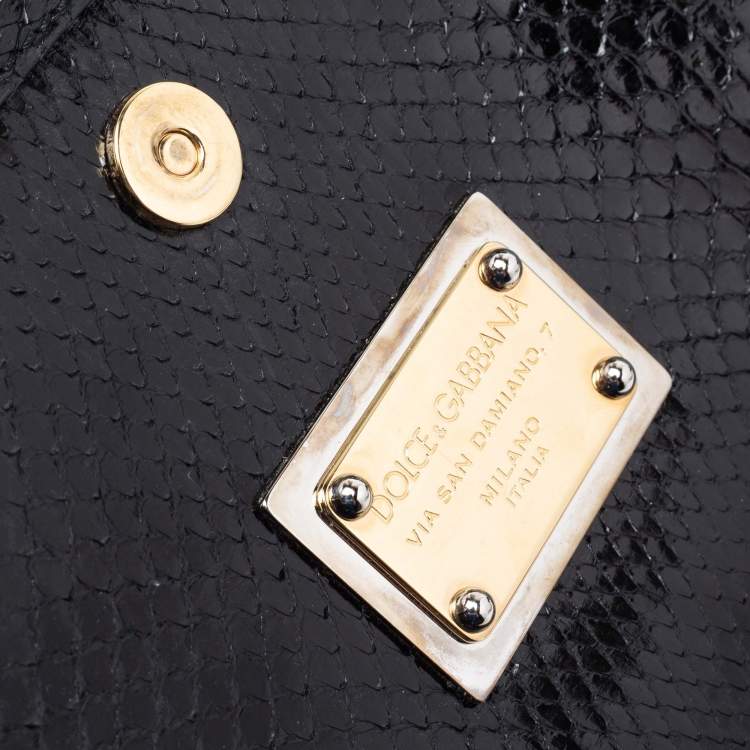 Pre Owned Dolce & Gabbana Black Python Large Miss Sicily Top Handle Bag