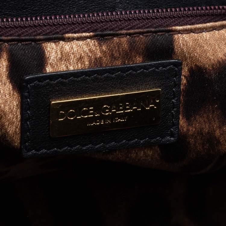 Pre Owned Dolce & Gabbana Black Python Large Miss Sicily Top Handle Bag