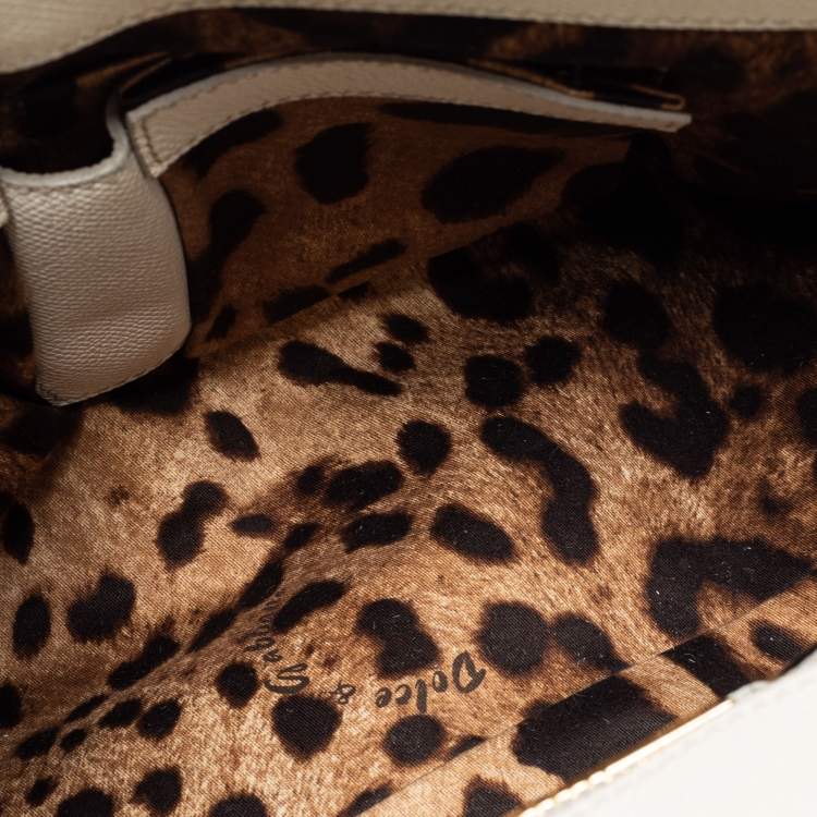 Pre Owned Dolce & Gabbana White Leather Large Miss Sicily Top Handle Bag