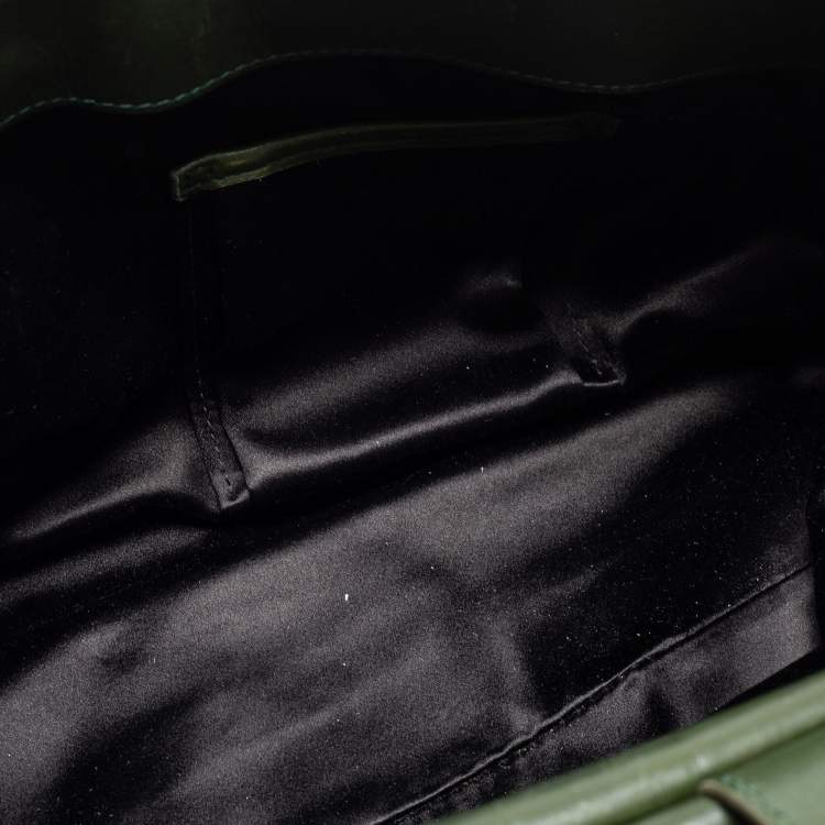Pre Owned Dolce & Gabbana Black/Green Eel Leather Heritage Miss Sicily Top Handle Bag