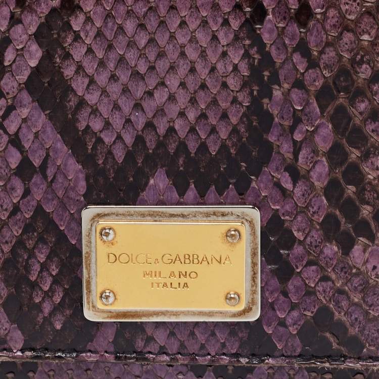 Pre Owned Dolce & Gabbana Purple/Black Snakeskin Leather Trifold Wallet