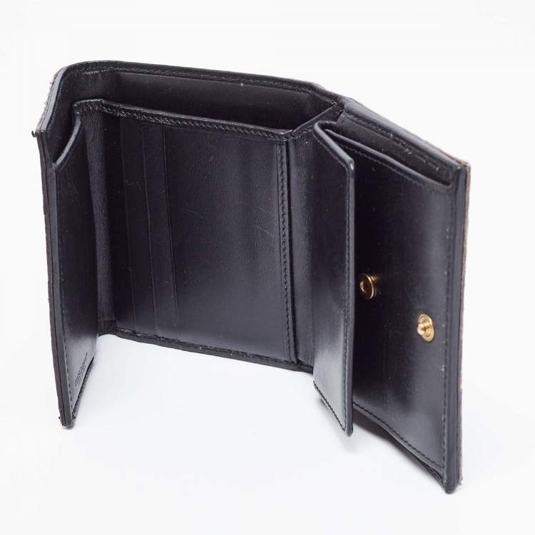 Pre Owned Dolce & Gabbana Purple/Black Snakeskin Leather Trifold Wallet