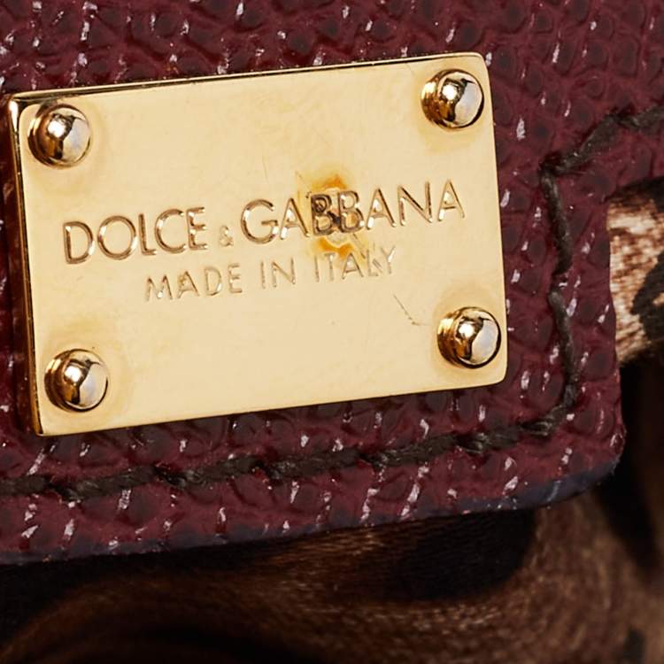 Pre Owned Dolce & Gabbana Burgundy Leather Medium Miss Sicily Top Handle Bag