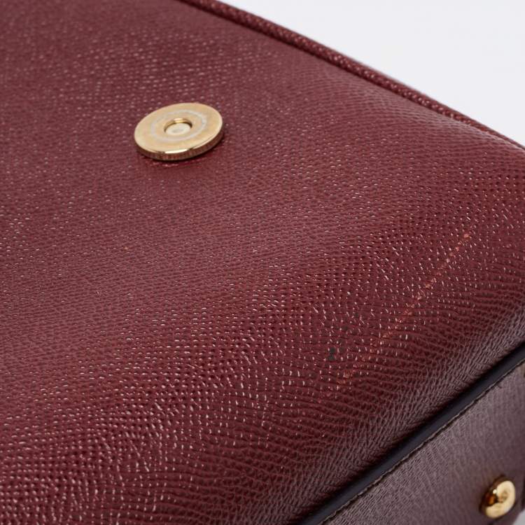 Pre Owned Dolce & Gabbana Burgundy Leather Medium Miss Sicily Top Handle Bag