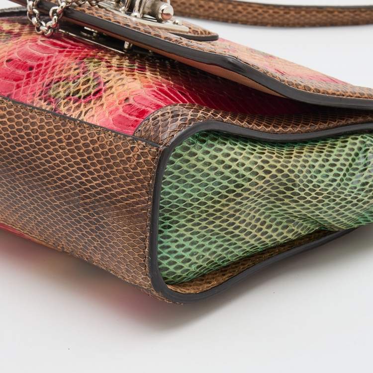 Pre Owned Dolce & Gabbana Multicolor Snakeskin Leather Miss Monica Shoulder Bag