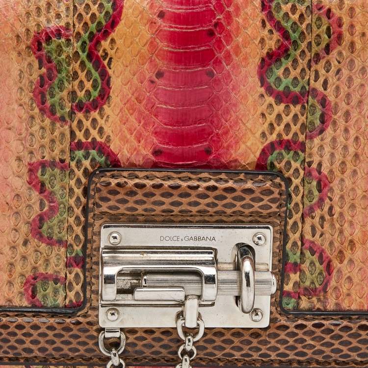 Pre Owned Dolce & Gabbana Multicolor Snakeskin Leather Miss Monica Shoulder Bag