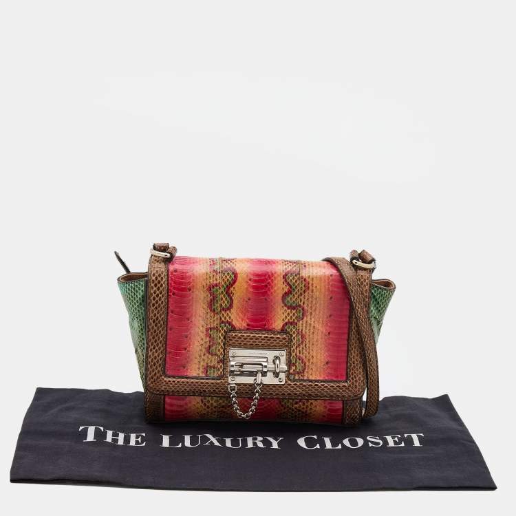 Pre Owned Dolce & Gabbana Multicolor Snakeskin Leather Miss Monica Shoulder Bag