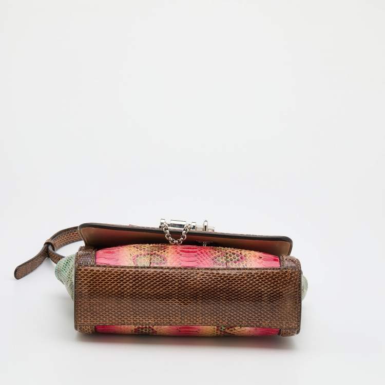 Pre Owned Dolce & Gabbana Multicolor Snakeskin Leather Miss Monica Shoulder Bag
