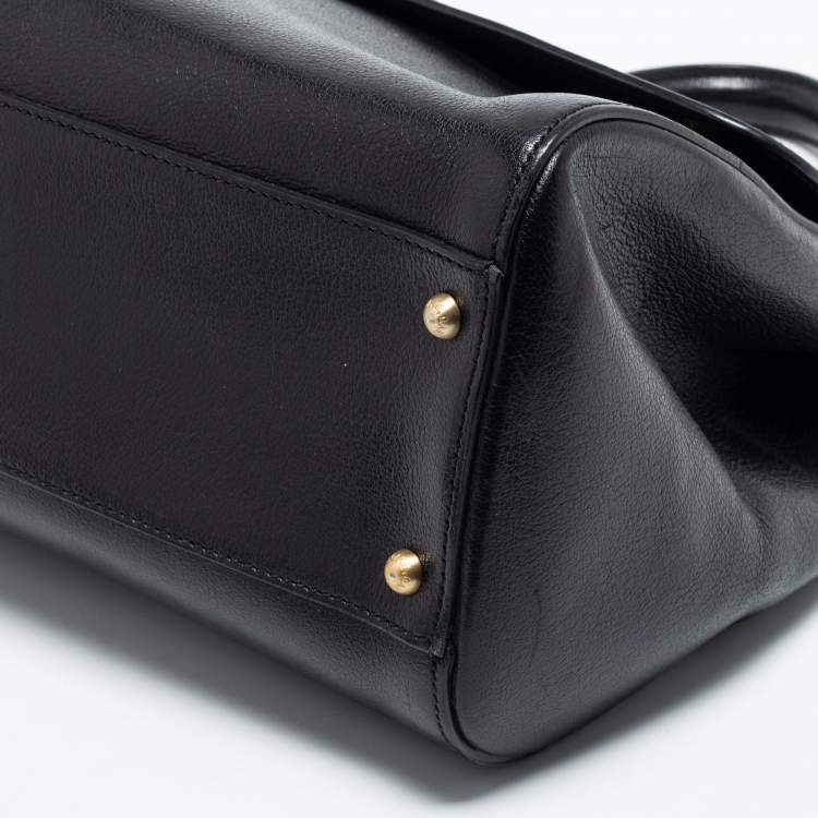 Pre Owned Dolce & Gabbana Black Leather Large Miss Sicily Top Handle Bag