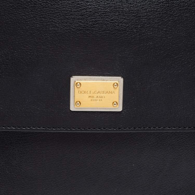 Pre Owned Dolce & Gabbana Black Leather Large Miss Sicily Top Handle Bag