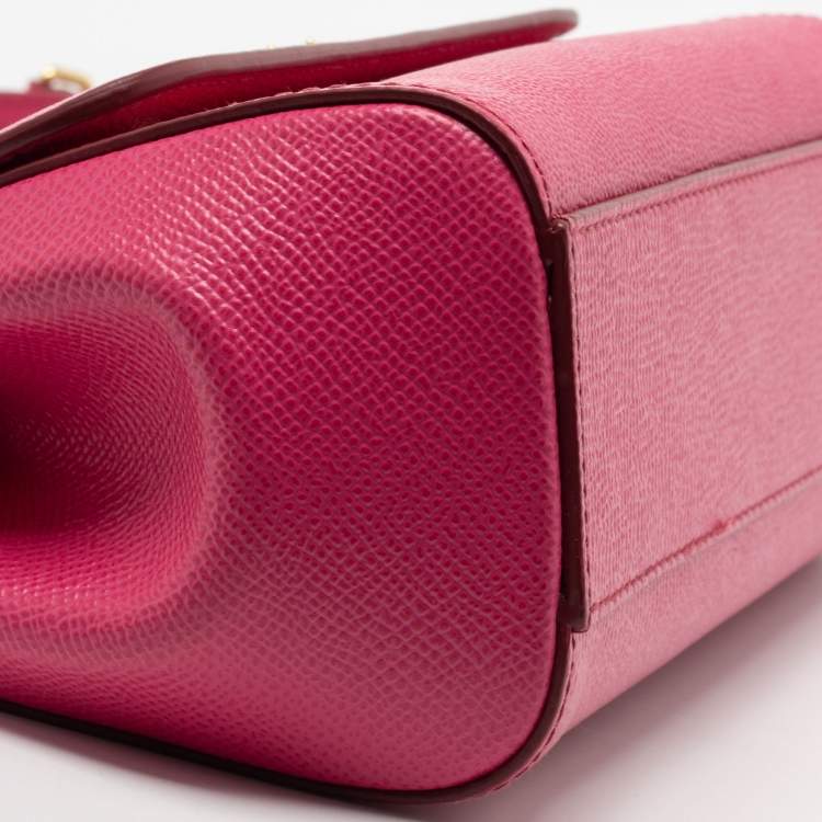 Pre Owned Dolce & Gabbana Pink Leather Small Sicily Top Handle Bag