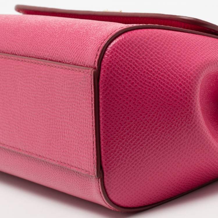 Pre Owned Dolce & Gabbana Pink Leather Small Sicily Top Handle Bag