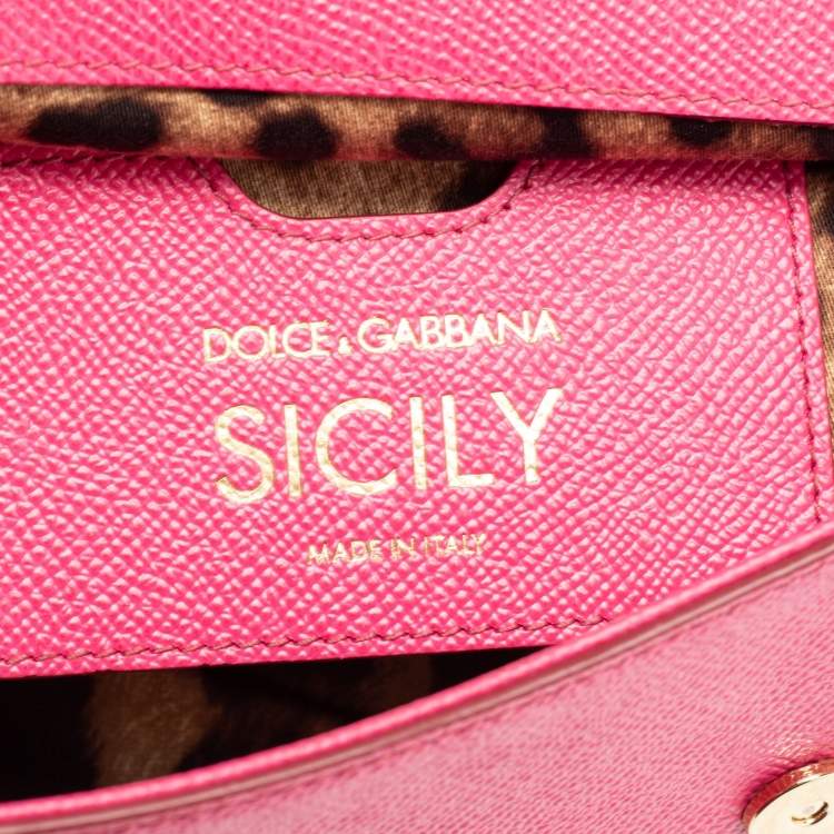 Pre Owned Dolce & Gabbana Pink Leather Small Sicily Top Handle Bag