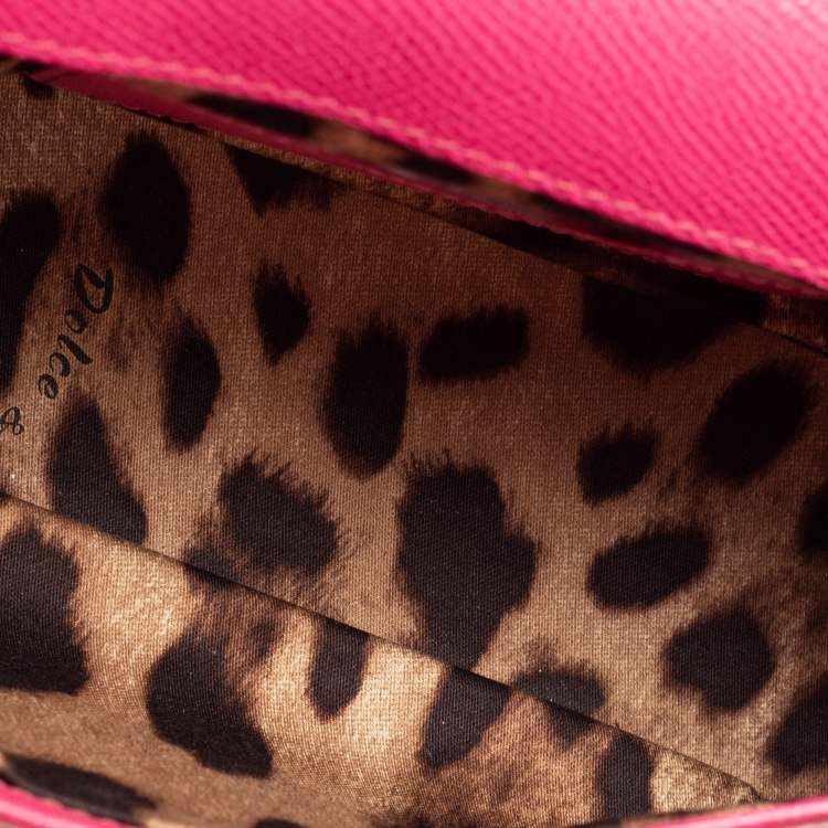 Pre Owned Dolce & Gabbana Pink Leather Small Sicily Top Handle Bag