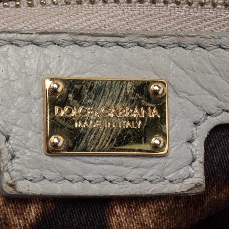 Pre Owned Dolce & Gabbana Grey Leather Medium Miss Sicily Top Handle Bag