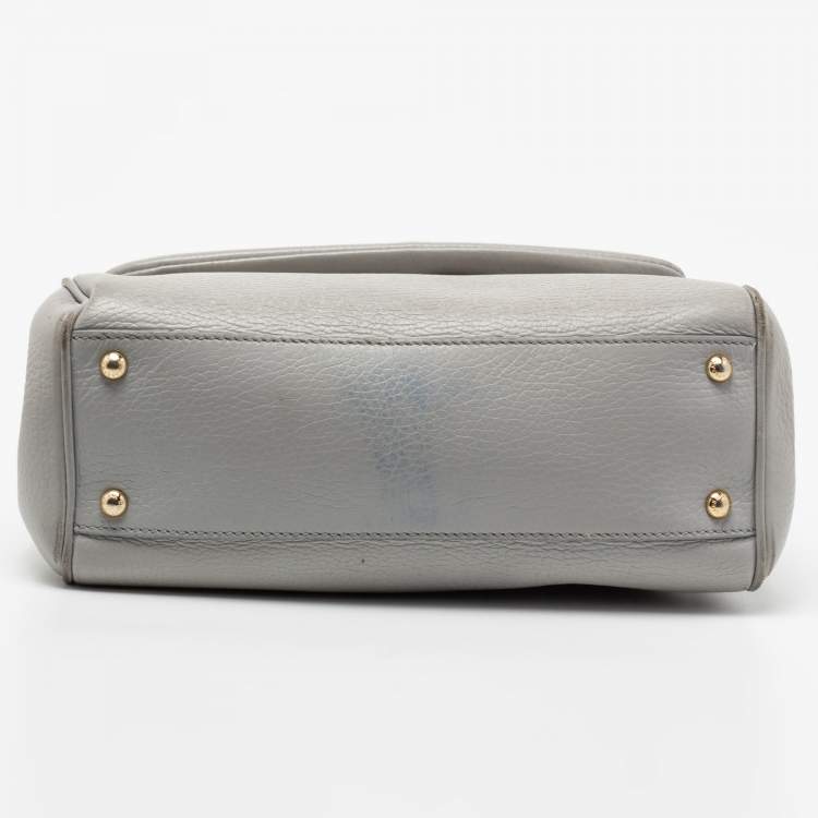 Pre Owned Dolce & Gabbana Grey Leather Medium Miss Sicily Top Handle Bag