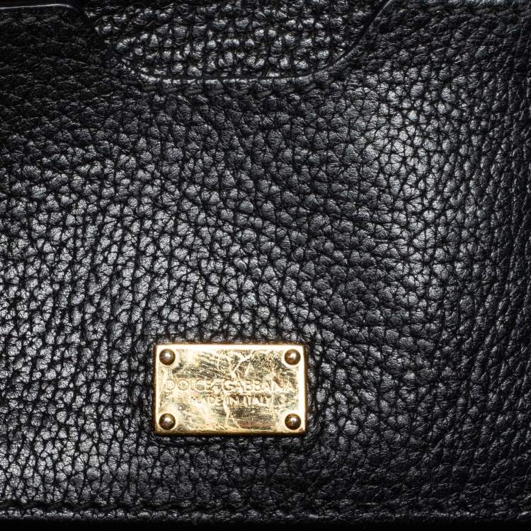Pre Owned Dolce & Gabbana Black Leather Padlock Top Handle Bag