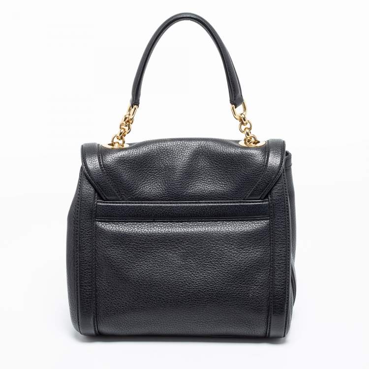 Pre Owned Dolce & Gabbana Black Leather Padlock Top Handle Bag