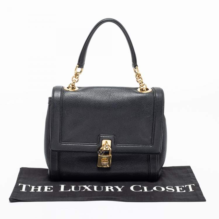 Pre Owned Dolce & Gabbana Black Leather Padlock Top Handle Bag